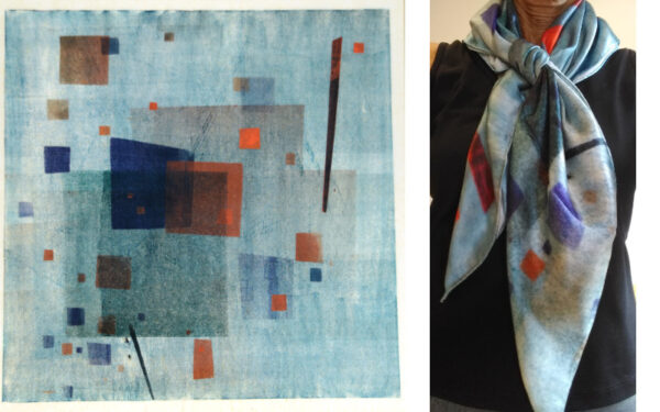 Harry Bertoia Blue Monotype Silk Scarf - Image 2